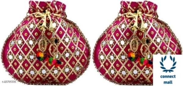  Women's Rajasthani Traditional Potli Bag  - Red